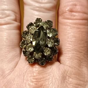 Vintage cocktail ring with smokey quartz colored stones, and it's adjustable